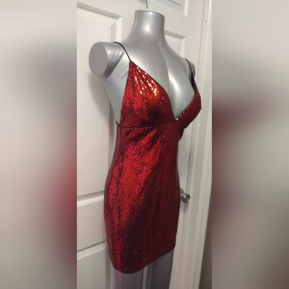 Charlotte Russe Red Sequin Backless Mini Dress - Picture 2 of 7